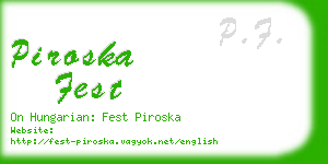 piroska fest business card